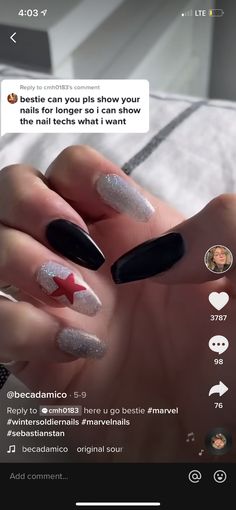 Bucky Barnes Inspired Nails, Easy Character Nails, Marvel Nail Ideas, Deadpool And Wolverine Nails, Marvel Inspired Nails, Marvel Nails Designs