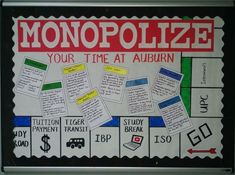 a monopoly board with words and pictures on it