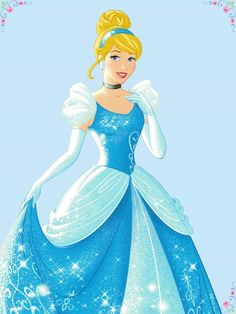 the princess from disney's cinderella movie is shown in this blue dress with stars on it