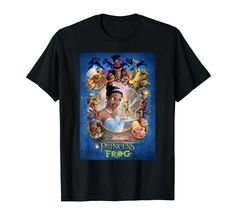 PRICES MAY VARY. Officially Licensed Disney Princess And The Frog Apparel 19PRIN00468A-001 Lightweight, Classic fit, Double-needle sleeve and bottom hem Princess And The Frog Poster, Disney Princess And The Frog, Frog Poster, Family Poster, Princess And The Frog, Elephant Family, Disney T, Disney Tshirts, Vneck Tshirt Women