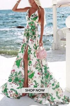 Elegant Sexy Bohemian Party One Shoulder Wedding Guest Dress Summer Wedding V-neck Gown, Green V-neck Gown For Summer, Green Summer Prom Gown, Strapless Floral Print Evening Dress For Summer, Green Summer Evening Dress For Banquet, Summer Strapless Evening Dress With Floral Print, V-neck Summer Prom Gown, Summer Prom Gown V-neck, Summer Prom V-neck Gown