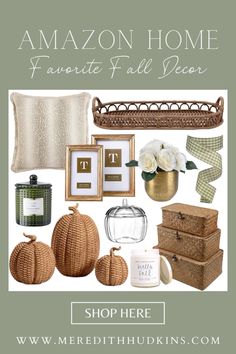 a collage of items that include pumpkins, flowers and other things to decorate