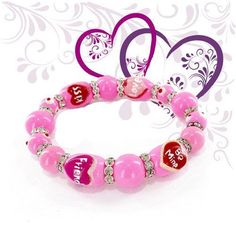 Valentines Bracelet - Heart Bracelet For Women - Mothers Day Bracelet - Birthday Jewelry Gifts For Her - Pink Glass Beaded Bracelet - 2 Size Heart Bracelets, Valentines Bracelets, Glass Beaded Bracelet, Birthday Jewelry, Painted Hearts, 3d Hand, Bracelet Heart, Face Earrings, Bracelet Diy