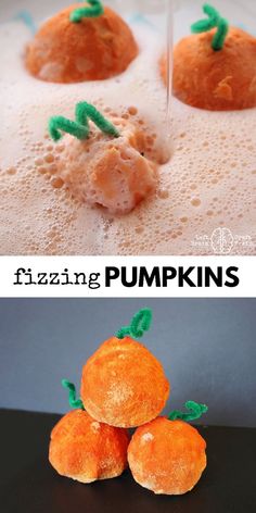 an image of pumpkins made out of doughnuts and sprinkled with icing