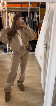 Shop this look on my amazon!<3 #amazon #ad #fashion #cozy #ootd Old Money Comfy Outfit, Nude Winter Outfit, Uggs Outfit Ideas, Ugg Tazz Slippers, Cozy Ootd, Tasman Uggs, Tazz Slippers, Uggs Outfits, Ugg Tazz