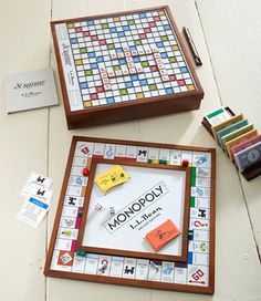 two game boards sitting next to each other on a table