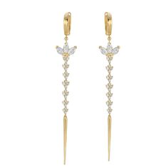 Presenting our Fleurs Marquises Gold Spike Earrings that will offer you a sensational experience. This elegant and most Chic pair of Solid gold Handcrafted in 14kt will delicately dangle alongside your silhouette. Handcrafted in our Studio in Los Angeles with Lab Grown Diamonds and mixed Daimonds truly awing and perfect for turning a day look into an evening one. Ready to Ship in 12 -15 business days Made In Los Angeles - Lifetime Guarantee - Real Solid 14K Gold. REF 1007 25869— ALL OUR MODELS A Elegant 14k Gold Jewelry With Dangling Charms, Elegant Gold Plated Earrings With Dangling Charms, Yellow Gold 14k Dangling Charms Earrings, 14k Yellow Gold Earrings With Dangling Charms, Elegant White Gold Jewelry With Dangling Charms, Elegant White Gold Earrings With Dangling Charms, Spike Earrings, Lab Grown, Lab Grown Diamonds