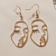 These Picasso inspired artsy statement earrings make a great gift. Made from raw brass, hypoallergenic, & light weight. Gold Face, Face Earrings, Inspired Jewelry, Etsy Earrings Dangle, Raw Brass, Earrings Gold, Statement Earrings, Gifts For Family, Jewelry Earrings Dangle