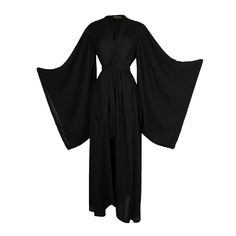 Black Kimono Duster Wrapdress (L) | Jennafer Grace Black Sheer Kimono, Ceremonial Clothing, Sheer Kimono, Alt Outfits, Kimono Duster, Black Kimono, Sheer Chiffon, Kimono Dress, Kimono Fashion