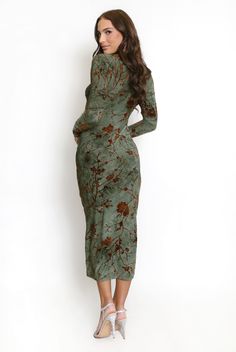 A dress of exquisite beauty, crafted with floral velvet applique for a look of sophistication and glamour, featuring a high neck, long sleeves, and a midi hem. Fabric: 75% Polyester,20% Polyamide & 5% Elastane Velvet Applique, Paradise Dress, Damaged Clothes, High Neck Maxi Dress, Low Neckline, High Neck Long Sleeve, Long Sleeve Maxi, Stretch Dress, Trim Detail