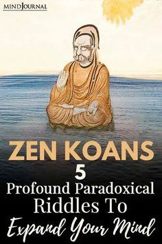 a buddha statue sitting on top of a body of water with the words zen koans 5