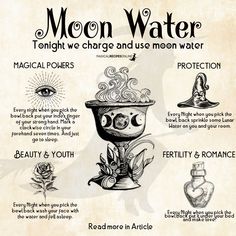 Crystal Alter, Potions Recipes, Moon Magick, Ritual Magic, Water Witch, Traditional Witchcraft, Magic Moon, Moon Water, Wiccan Magic