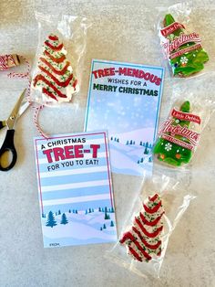 christmas treats are wrapped in plastic bags and ready to be packaged for the holiday season