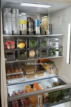 an open refrigerator filled with lots of food