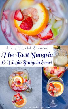 the best sangria and virgin sangna ever with oranges, strawberries, and lemon