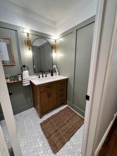 the bathroom is clean and ready to be used as a guest room or office space