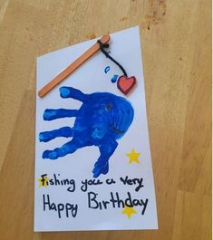 a birthday card with an image of a blue hand