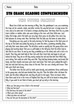 the 5th grade reading competition worksheet for students to learn how to read it