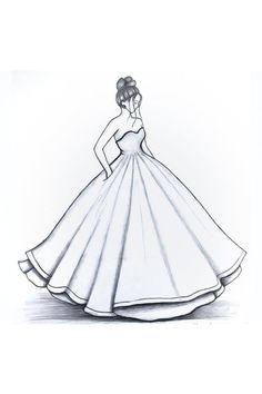 a drawing of a woman in a ball gown