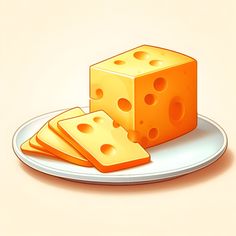 three pieces of cheese are on a plate