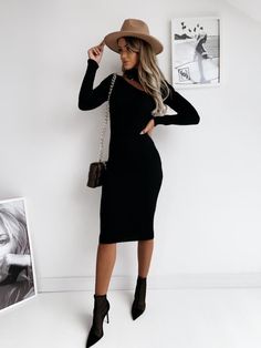 Color: Khaki/Green/BlackMaterial: Knit Chic Knit Bodycon Dress For Fall, Winter Knit Bodycon Midi Dress, Casual Solid Midi Dress For Winter, Casual Bodycon Dress For Winter, Chic Long Sleeve Knit Midi Dress, Casual Stretch Bodycon Dress For Winter, Casual Winter Stretch Bodycon Dress, Casual Winter Bodycon Dress For Work, Casual Stretch Midi Dress For Winter