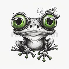 a frog with big eyes and green eyes