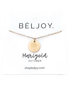 These symbolic flower pendant necklaces are the perfect gift for Birthday's and Anniversaries. Sweet and dainty, you and your loved one's will cherish this necklace for years to come. Length: 18" + 2" extender chain 18k Gold plated waterproof necklace chain and pendant Hypoallergenic Care tips: Store jewelry in our cloth Béljoy bag or small plastic zip lock Use a jewelry cloth to clean everyday oils off Avoid contact with chemicals such as hairspray, lotions, perfumes, etc. Yellow Flower Necklace With Birth Flower Detail, 14k Gold-filled Necklace With Birth Flower Round Pendant, Nature-inspired Birth Flower Pendant Necklace, Birth Flower Necklace, Gift For Her, Waterproof Necklace, Clean Everyday, 14k Gold-filled Birth Flower Pendant Necklace, Chain And Pendant, Store Jewelry