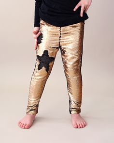 These fun, sequined pants are the perfect way to party in style! The cotton side provides breathable comfort, while the colorful reverse side is sequined flippin' fun! Front: 100% polyester Back: 100% cotton Hand wash; hang dry Party Sequin Stretch Leggings, Gold Stretch Leggings For Party, Fitted Pants For Christmas Party, Fitted Party Leggings, Full-length Party Leggings For Fall, Party Full-length Leggings, Party Full-length Fall Leggings, Fall Party Full-length Leggings, Full Length Leggings For Fall Parties