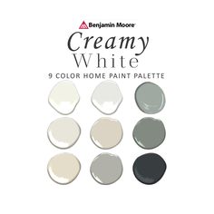 creamy white paint palettes with the words, 9 color home paint palette in different shades