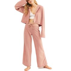 So Soft And Sweet, This Fuzzy Set Features A Zip-Up Hoodie And Relaxed Fitting Pants. Jacket:Hooded Designzip-Up Frontpouch Pocketsslouchy Sleeves Pants:Drawstring Waistbandsporty Side Stripespull-On Styleslouchy Silhouette Care + Content Machine Wash Cold Import 25% Acrylic 17% Polyester Cozy Pants For Spring Lounging, Relaxed Fit Cozy Pink Pants, Cozy Loungewear Bottoms For Spring, Cozy Relaxed Fit Pants For Spring, Pink Relaxed Fit Cozy Pants, Cozy Relaxed Fit Pink Pants, Cozy Relaxed Fit Spring Pants, Cozy Pants For Lounging In Spring, Cozy Lounging Pants For Spring