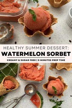 healthy summer dessert watermelon sorbet is an easy and delicious treat for the whole family