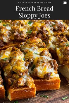 french bread sloppy joes on a cutting board with text overlay that reads, how to make french bread sloppy joes