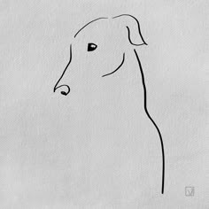 a black and white drawing of a dog's head