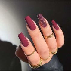 Acrylic Color Nails Ideas, Nail Art Vermelho, Maroon Nails, Red Nail, Acrylic Nails Coffin Short, Short Acrylic Nails Designs, Pink Acrylic Nails, Best Acrylic Nails, Long Acrylic Nails