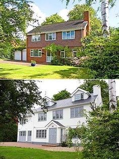 before and after photos of a large house