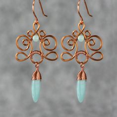 Pearl Earrings Copper Earrings Wiring Earrings Chandelier - Etsy Wiring Earrings, Copper Jewelry Diy, Diy Earrings Materials, Wire Earrings Handmade, Wire Jewelry Earrings, Wire Jewelry Making, Copper Wire Jewelry, Bijoux Fil Aluminium, Earrings Chandelier