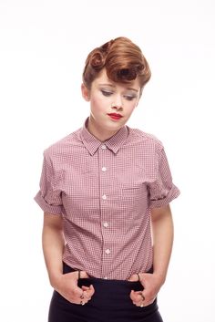 Rockabilly inspired style by Amy Russell. Photo Scott Chalmers. Model Eve Noble. Makeup using Besame Cosmetics Dandy, Old And New, Makeup Inspiration, Vintage Inspired, Dancing, Casual Button Down Shirt, Men's Polo Shirt