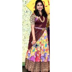 😍Beautiful traditional pen kalamkari half saree with Pattu border. Hand work / Maggam work all over the blouse and hangings on hands. Fits blouse size 36 to 38😍 Kalamkari Half Saree, Lehenga Gown, Hand Work Blouse, Ready To Wear Saree, Maggam Work, Fitted Blouses, Chaniya Choli, Hand Work, Half Saree