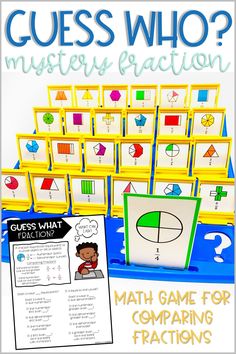 a game for comparing fraction numbers with the words guess who?