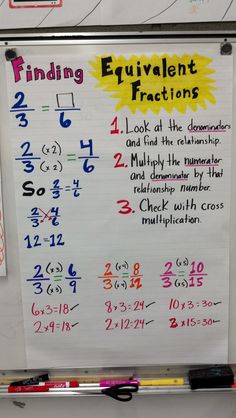 a white board with writing on it that says, finding and dividing fraction fractions