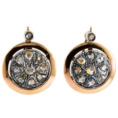 These Earrings are made of 14K Yellow Gold and Sterling Silver. These Earrings have 3.50 Carats of White Diamonds (Old European Cut). These Earrings are inspired by Renaissance Style. All our Earrings have pins for pierced ears but we can change the closure and make any of our Earrings suitable even for non-pierced ears. We're a workshop so every piece is handmade, customizable and resizable. Antique 14k Gold Hallmarked Earrings, Antique Pierced Earrings For Anniversary, Antique Round Earrings With Rose Cut Diamonds, Antique Hallmarked 14k Gold Earrings, Victorian 14k Gold Round Earrings, Antique Rose Cut Diamond Earrings, Antique Hallmarked Earrings For Anniversary, Vintage Yellow Gold Diamond Earrings With Rose Cut, Antique 14k Gold Earrings For Anniversary