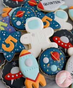 some cookies that are decorated to look like outer space