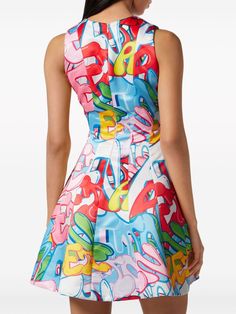 Multicolor Print Sleeveless Mini Dress For Party, Sleeveless Multicolor Print Mini Dress For Party, Sleeveless Mini Dress With Abstract Print For Party, Sleeveless All Over Print Dress, Printed A-line Mini Dress For Party, Spring Sleeveless Dress With All Over Print, Sleeveless Spring Dresses With All Over Print, Summer Party Dress With All Over Print, Fitted Sleeveless Mini Dress In Multicolor Print