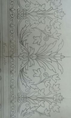 an intricate design is shown on the wall in this drawing, it looks to be done with