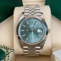 Rolex NEW 2023 Datejust 41 MINT GREEN Jubilee 126300 Automatic 41x48mm Green Steel - Watch with original box and original papers - 3235 - 10ATM - Sapphire crystal - 2023 Rolex Models, New 2023, Authentic Watches, Year 2024, Rolex Datejust, Watch Sale, Steel Watch, Steel Bracelet, Sapphire Crystal