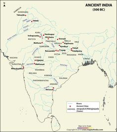 map of ancient india showing the major cities and their respective rivers source wikipediaonline com