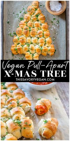 vegan pull apart x - mas tree made with bread and cheese