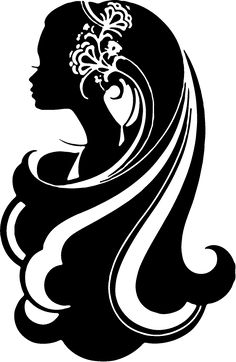 the silhouette of a woman with long hair