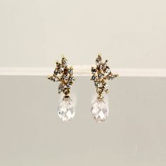 Bridal Floral Dangle Earrings | VicStone.NYC Clip-on Drop Earrings For Bridal Evening, Delicate Single Diamond Earring For Wedding, Elegant Wedding Diamond Earrings For Pierced Ears, Elegant Clip-on Diamond Earrings For Wedding, Wedding Bridal Drop Earrings, Elegant Diamond Earrings With Pearl Drop For Wedding, Delicate Single Diamond Earring For Formal Occasions, Elegant Drop Diamond Earrings For Wedding, Evening Bridal Clip-on Drop Earrings