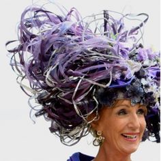 purple birds nest hat...outrageous! Royal Ascot Hats, Purple Hat, Ascot Hats, Crazy Hats, Elegant Hats, Kentucky Derby Hats, Fancy Hats, Love Hat